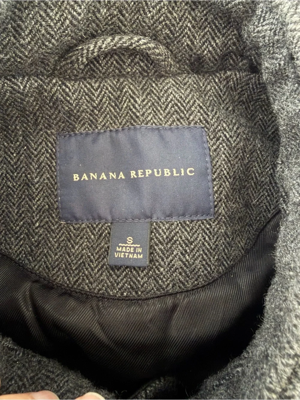 Banana Republic Grey Herringbone Wool Blend Bomber Jacket Men’s Small Luxury